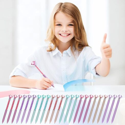 48 Pcs Diamond Pens with Crystal Retractable Bling Ballpoint Pen 1.0 mm Diamonds Top Pens Black Ink Pens Fancy Pens Novelty Pens for Girls Women Home School Office Wedding Gifts, 2 Styles in Kuwait