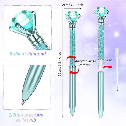 48 Pcs Diamond Pens with Crystal Retractable Bling Ballpoint Pen 1.0 mm Diamonds Top Pens Black Ink Pens Fancy Pens Novelty Pens for Girls Women Home School Office Wedding Gifts, 2 Styles in Kuwait