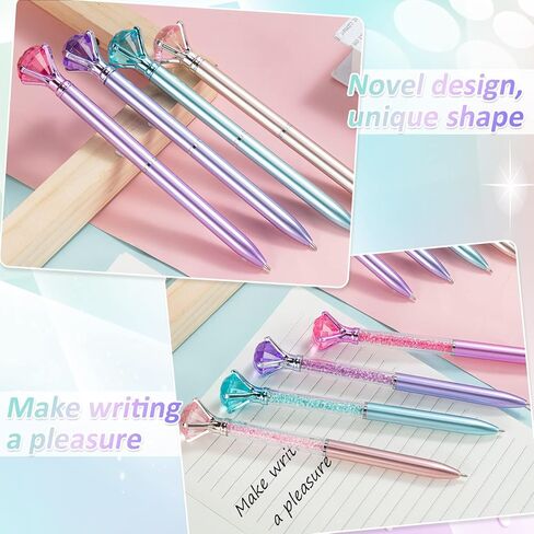 48 Pcs Diamond Pens with Crystal Retractable Bling Ballpoint Pen 1.0 mm Diamonds Top Pens Black Ink Pens Fancy Pens Novelty Pens for Girls Women Home School Office Wedding Gifts, 2 Styles in Kuwait