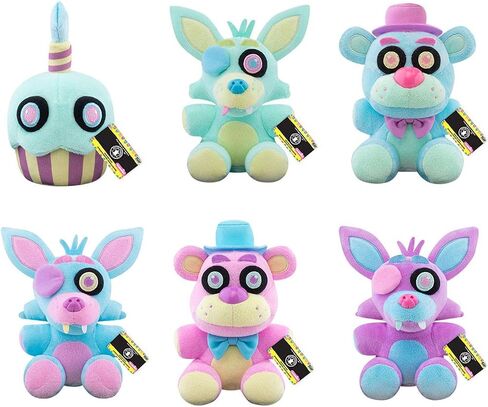 Funko FNAF Spring Pastel Colorway Plush Set of 5 - Cupcake, Foxy, Freddy Blue and Freddy Pink, Foxy Blue and Foxy Purple in Saudi Arabia