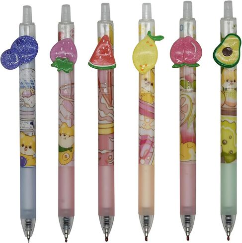 Maydahui 6 PCS Retractable Fruit Rollerball Gel Pens Priting Animal Pen Watermelon Lemon Avocado Strawberry Blueberry Peach Style Black Ink for School Party Office in Saudi Arabia