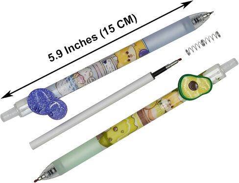 Maydahui 6 PCS Retractable Fruit Rollerball Gel Pens Priting Animal Pen Watermelon Lemon Avocado Strawberry Blueberry Peach Style Black Ink for School Party Office in Saudi Arabia