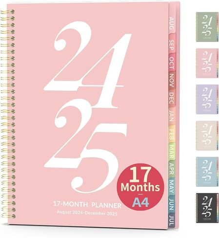 17 Month Academic Planner 2024-2025, Forvencer Weekly and Monthly Agenda Book Planner, Aug 2024 - Dec 2025, 5"x 8", Aesthetic Simplified College School Student Calendar Planner with Month Tab, Flexible Cover(A5,Black) in Saudi Arabia