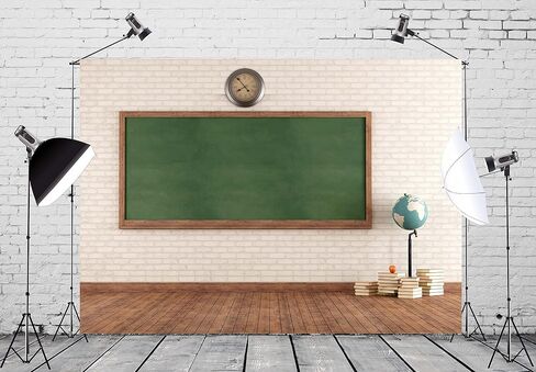 BELECO 10x8ft Fabric School Classroom Chalkboard Backdrop Vintage Classroom Blackboard Brick Wall Wood Floor Photography Background Back to School Party Decor Banner Online Teaching Photo Props in Saudi Arabia