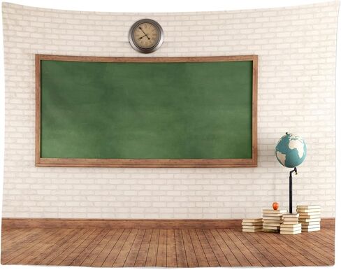 BELECO 10x8ft Fabric School Classroom Chalkboard Backdrop Vintage Classroom Blackboard Brick Wall Wood Floor Photography Background Back to School Party Decor Banner Online Teaching Photo Props in Saudi Arabia