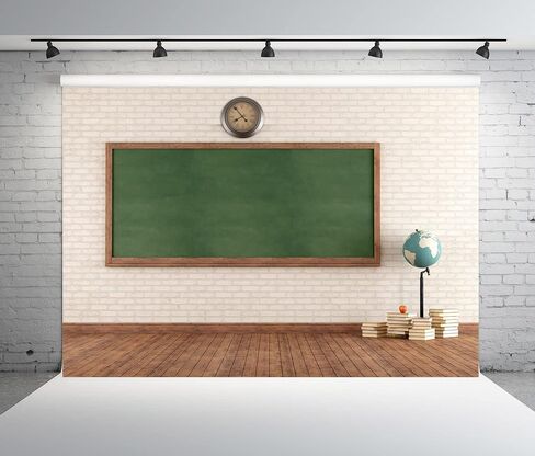 BELECO 10x8ft Fabric School Classroom Chalkboard Backdrop Vintage Classroom Blackboard Brick Wall Wood Floor Photography Background Back to School Party Decor Banner Online Teaching Photo Props in Saudi Arabia