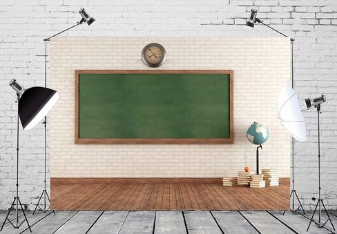 BELECO 10x8ft Fabric School Classroom Chalkboard Backdrop Vintage Classroom Blackboard Brick Wall Wood Floor Photography Background Back to School Party Decor Banner Online Teaching Photo Props in Saudi Arabia