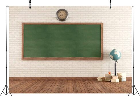 BELECO 10x8ft Fabric School Classroom Chalkboard Backdrop Vintage Classroom Blackboard Brick Wall Wood Floor Photography Background Back to School Party Decor Banner Online Teaching Photo Props in Saudi Arabia