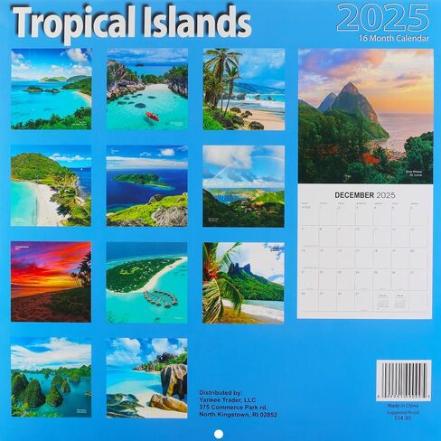 Tropical Islands Calendar 2025 - Deluxe 2025 Islands of the Caribbean Wall Calendar Bundle with Over 100 Calendar Reminder Stickers (Beach Themed Gifts, Office Supplies) in Saudi Arabia