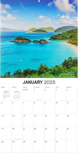 Tropical Islands Calendar 2025 - Deluxe 2025 Islands of the Caribbean Wall Calendar Bundle with Over 100 Calendar Reminder Stickers (Beach Themed Gifts, Office Supplies) in Saudi Arabia