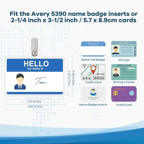 Name Badge Holders with Clip - Fushing 40PCS Clear Plastic ID Badge Holders with Badge Clips for 2-1/4 Inch x 3-1/2 Inch Name Badge Inserts in Kuwait