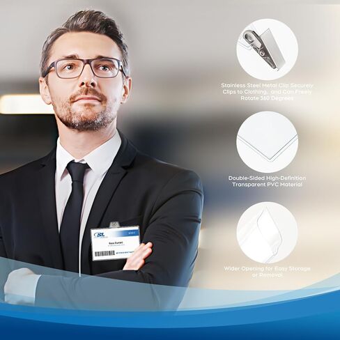 Name Badge Holders with Clip - Fushing 40PCS Clear Plastic ID Badge Holders with Badge Clips for 2-1/4 Inch x 3-1/2 Inch Name Badge Inserts in Kuwait