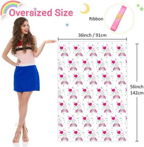 Shintop Large Baby Girl Gift Bag, 36x56inch Pink Big Baby Gift Bag Jumbo Plastic Gift Sack Extra Large Gift Wrap for Baby Shower Giant Gifts Odd Shaped Presents (1pack) in Saudi Arabia