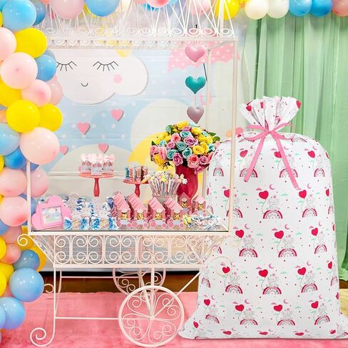 Shintop Large Baby Girl Gift Bag, 36x56inch Pink Big Baby Gift Bag Jumbo Plastic Gift Sack Extra Large Gift Wrap for Baby Shower Giant Gifts Odd Shaped Presents (1pack) in Saudi Arabia