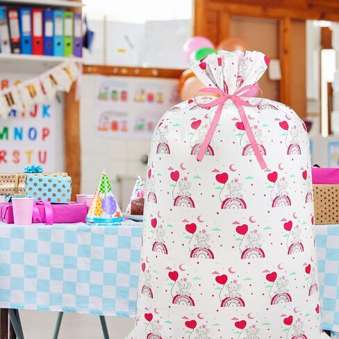 Shintop Large Baby Girl Gift Bag, 36x56inch Pink Big Baby Gift Bag Jumbo Plastic Gift Sack Extra Large Gift Wrap for Baby Shower Giant Gifts Odd Shaped Presents (1pack) in Saudi Arabia