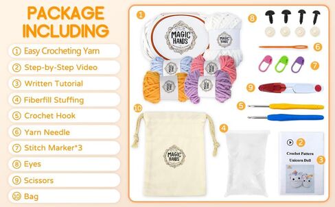 DIY White Unicorn Crochet Kit - Complete Handmade Craft Set for Magical Creations, Includes Soft Yarn & Step-by-Step Guide in Saudi Arabia