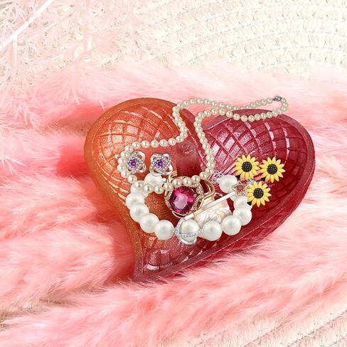Zayookey 3Pcs Ring Holder Resin Mold, Heart Shape Ring Dish Silicone Molds, Butterfly Ring Holder Mold Pentagram Jewelry Tray Mould for Epoxy Resin Casting DIY Trinket Earring Display Stand (White) in Kuwait