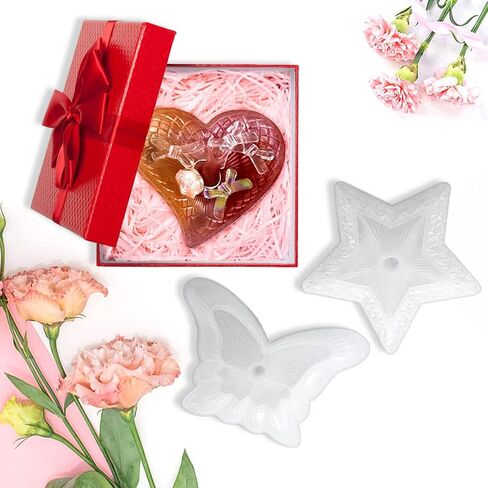 Zayookey 3Pcs Ring Holder Resin Mold, Heart Shape Ring Dish Silicone Molds, Butterfly Ring Holder Mold Pentagram Jewelry Tray Mould for Epoxy Resin Casting DIY Trinket Earring Display Stand (White) in Kuwait