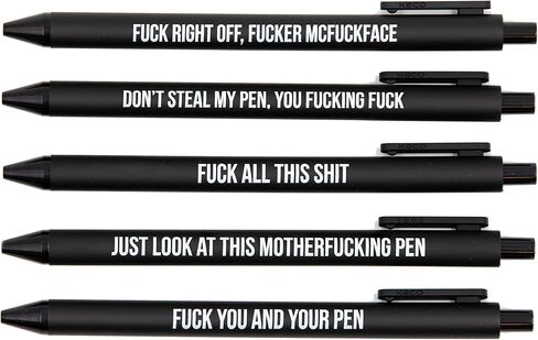 GetBullish Set Of 5 Sweary Fck Cussing Gel Pens, Black, Snarky Novelty Office Supplies, Sassy Gifts For Friends, Co-Workers, Boss in Saudi Arabia
