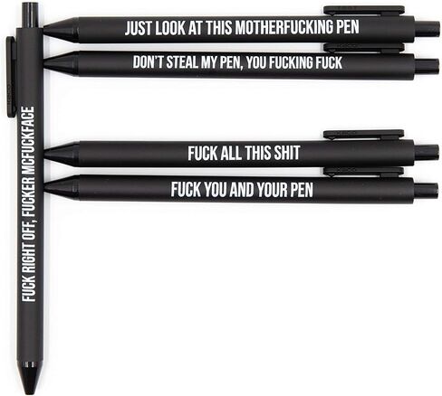 GetBullish Set Of 5 Sweary Fck Cussing Gel Pens, Black, Snarky Novelty Office Supplies, Sassy Gifts For Friends, Co-Workers, Boss in Saudi Arabia