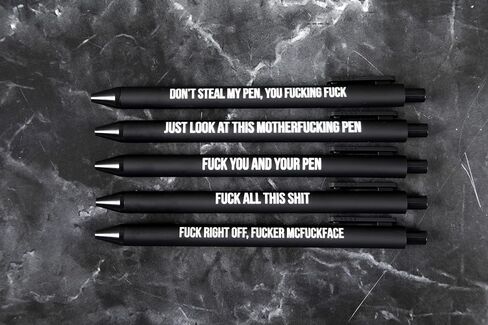 GetBullish Set Of 5 Sweary Fck Cussing Gel Pens, Black, Snarky Novelty Office Supplies, Sassy Gifts For Friends, Co-Workers, Boss in Saudi Arabia