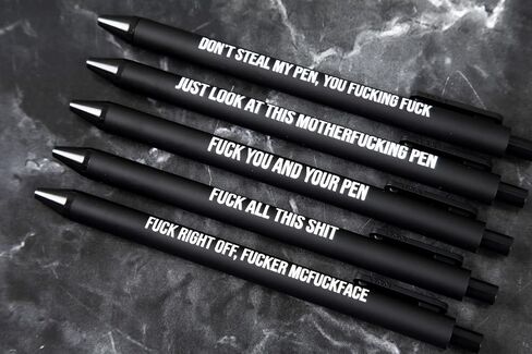 GetBullish Set Of 5 Sweary Fck Cussing Gel Pens, Black, Snarky Novelty Office Supplies, Sassy Gifts For Friends, Co-Workers, Boss in Saudi Arabia