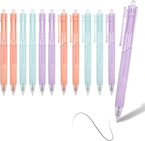 Gel Pens, Medium Point (0.7mm), with Quick Dry Black Ink, Retractable Rolling Ball Writing Pens, Smooth Cute Ink Pens for Office, 12 Count (ZE-13) in Saudi Arabia