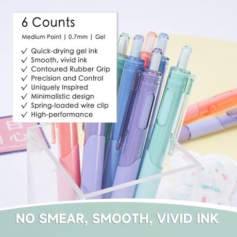 Gel Pens, Medium Point (0.7mm), with Quick Dry Black Ink, Retractable Rolling Ball Writing Pens, Smooth Cute Ink Pens for Office, 12 Count (ZE-13) in Saudi Arabia