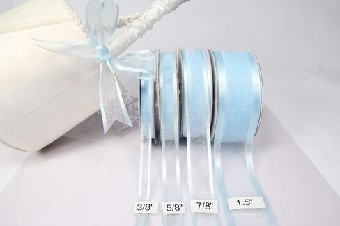 Aqua Organza Ribbon with Satin Edge-25 Yards X 7/8 Inches in Saudi Arabia