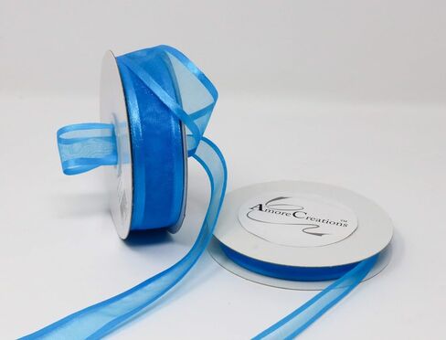 Aqua Organza Ribbon with Satin Edge-25 Yards X 7/8 Inches in Saudi Arabia