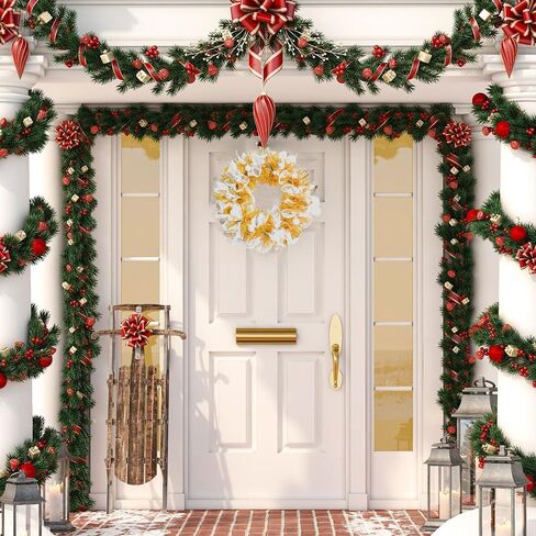 شريط شبكي لعيد الميلاد، شريط شبكي من أكاليل الربيع مقاس 10 بوصة × 30 قدمًا، ذهبي مع رقائق ذهبية بسلك واسع ديكو شبكي لفات الشريط من أجل أكاليل الحرف اليدوية DIY إكليل الزفاف لوازم حفلات تزيين شجرة عيد الميلاد in Kuwait