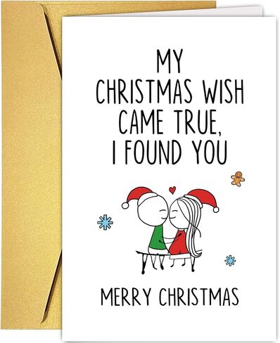 Supoeguk Romantic Christmas Card for Him Her, Cute Xmas Card for Wife Husband, Merry Christmas Card, My Christmas Wish Came True, I Found You in Kuwait