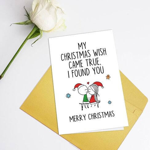 Supoeguk Romantic Christmas Card for Him Her, Cute Xmas Card for Wife Husband, Merry Christmas Card, My Christmas Wish Came True, I Found You in Kuwait