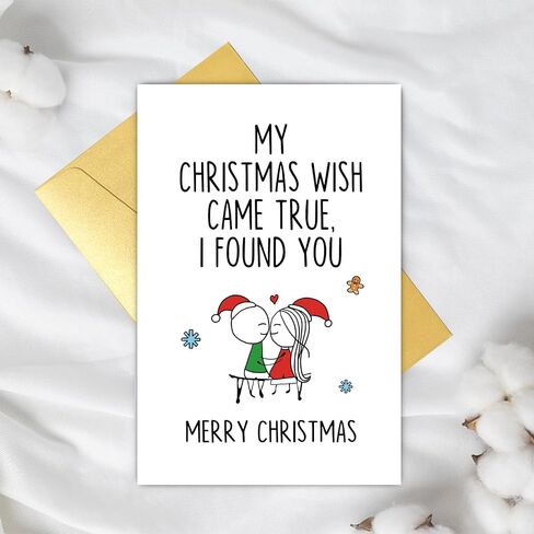 Supoeguk Romantic Christmas Card for Him Her, Cute Xmas Card for Wife Husband, Merry Christmas Card, My Christmas Wish Came True, I Found You in Kuwait