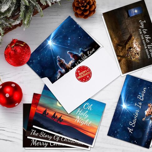Zhanmai 150 Pcs bulk Looking for Jesus Christmas Cards Holiday Traditional Greeting Cards with 150 Pcs Envelopes 150 Pcs Stickers Religious Jesus Cards Christmas Cards Gift for Adults in Saudi Arabia