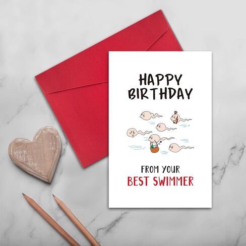 بطاقة عيد ميلاد مضحكة ولطيفة للأب والأب، بطاقة عيد ميلاد للأب من ابنته، عيد ميلاد سعيد من أفضل سباح لديك in Saudi Arabia