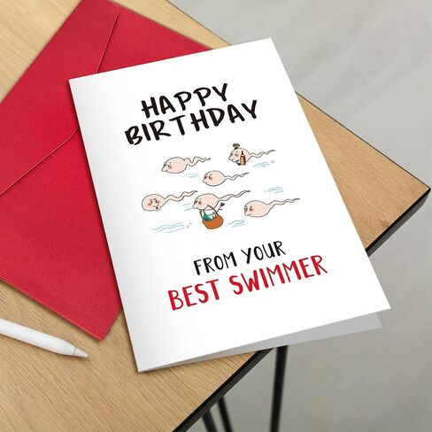 بطاقة عيد ميلاد مضحكة ولطيفة للأب والأب، بطاقة عيد ميلاد للأب من ابنته، عيد ميلاد سعيد من أفضل سباح لديك in Saudi Arabia