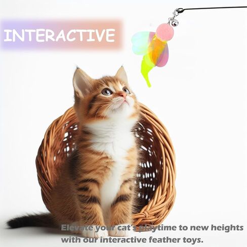 Feather Cat Wand Toys Replacement Interactive Cat Wand Attachments 3 Pcs Butterfly Goldfish Feather Senses Refills Teaser Cat Toys with Bell for Kitty Kitten in Saudi Arabia