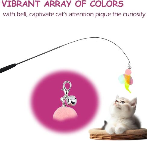 Feather Cat Wand Toys Replacement Interactive Cat Wand Attachments 3 Pcs Butterfly Goldfish Feather Senses Refills Teaser Cat Toys with Bell for Kitty Kitten in Saudi Arabia