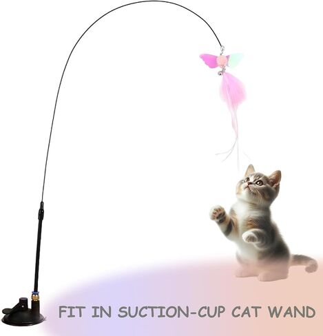 Feather Cat Wand Toys Replacement Interactive Cat Wand Attachments 3 Pcs Butterfly Goldfish Feather Senses Refills Teaser Cat Toys with Bell for Kitty Kitten in Saudi Arabia