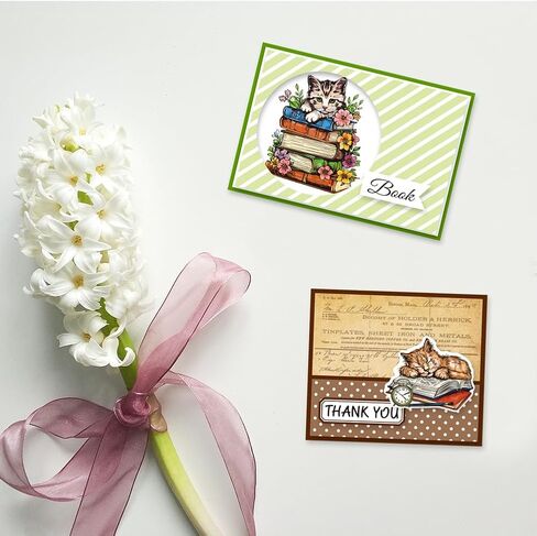 GLOBLELAND Cat Book Clear Stamps for DIY Scrapbooking Flowers Cat Silicone Stamp Seals Transparent Stamps for Cards Making Photo Album Journal Home Decoration 5.91×5.91inch in Saudi Arabia
