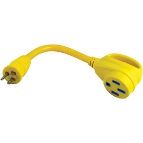 ParkPower by Marinco P15-30RV 15 Amp, 125V Straight-Blade W/Locking Screw Male Plug to 30 Amp, 125V Locking Female Side Yellow RV Eel Pigtail Adapter