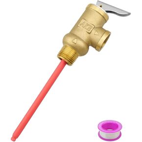 ULXIOM 91604 1/2 Inch Relief Valve, Temperature and Pressure Relief Valve Replace for Camco 10423, RV Electric Water Heaters Valve with 4.5" Epoxy-Coated Probe 150PSI