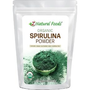 Z Natural Foods Chlorella Powder, Cracked Cell Wall Plant Protein, Blue Green Algae Superfood Powder, Perfect for Smoothies, Drinks, Recipes, Raw, Non GMO, Gluten Free, Vegan, 1 lb