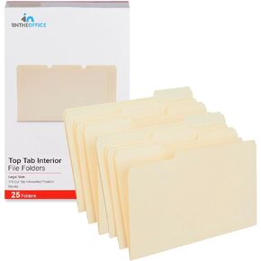 1InTheOffice Legal File Folders, File Folders Legal Size, 1/3 Tab Assorted File Folder, Manila, 25 Pack