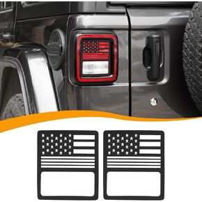 Hoolcar Rear Light Protector Cover Tail Light Guard Cover US Flag Light Guard Cover Compatible with 2007-2017 Jeep Wrangler JK JKU, Black