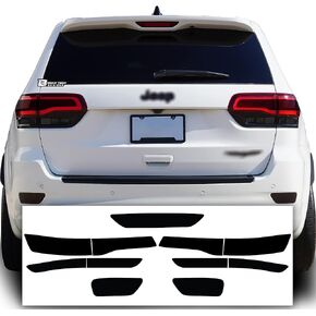 BOGAR TECH DESIGNS Tinted Taillight Hawk Eye Third Brake Rear Bumper Reflector Light Overlay Tint Covers Compatible with Jeep Grand Cherokee 2014-2021, Dark