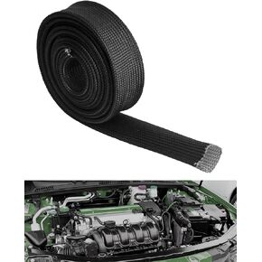 Wire Heat Shield Automotive Heat Shield Sleeve Fuel Line Heat Shield Titanium Auto Hose Spark Plug Wire Cover Protectors Boots Roll 2500 Degree for Car&Auto Wire Loom Brake Cable(1/2" I.D.X10FT)