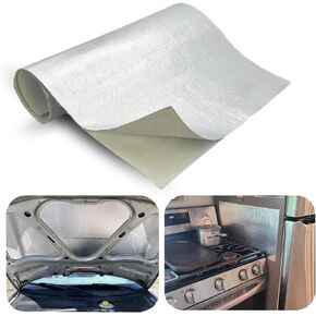 Adhesive Backed Aluminized exhaust heat shield tape for wall behind grill 2000 Degrees High Temp Protection Material Thermal Barrier Blanket Mat (12'' X 12'')