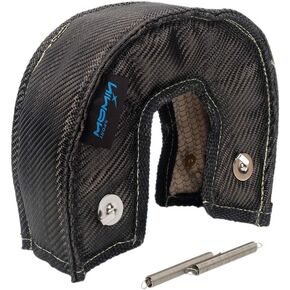HiwowSport Carbon Fiber Turbo Blanket T3 Cover Turbocharger Heat Shield Cover Fastener Springs